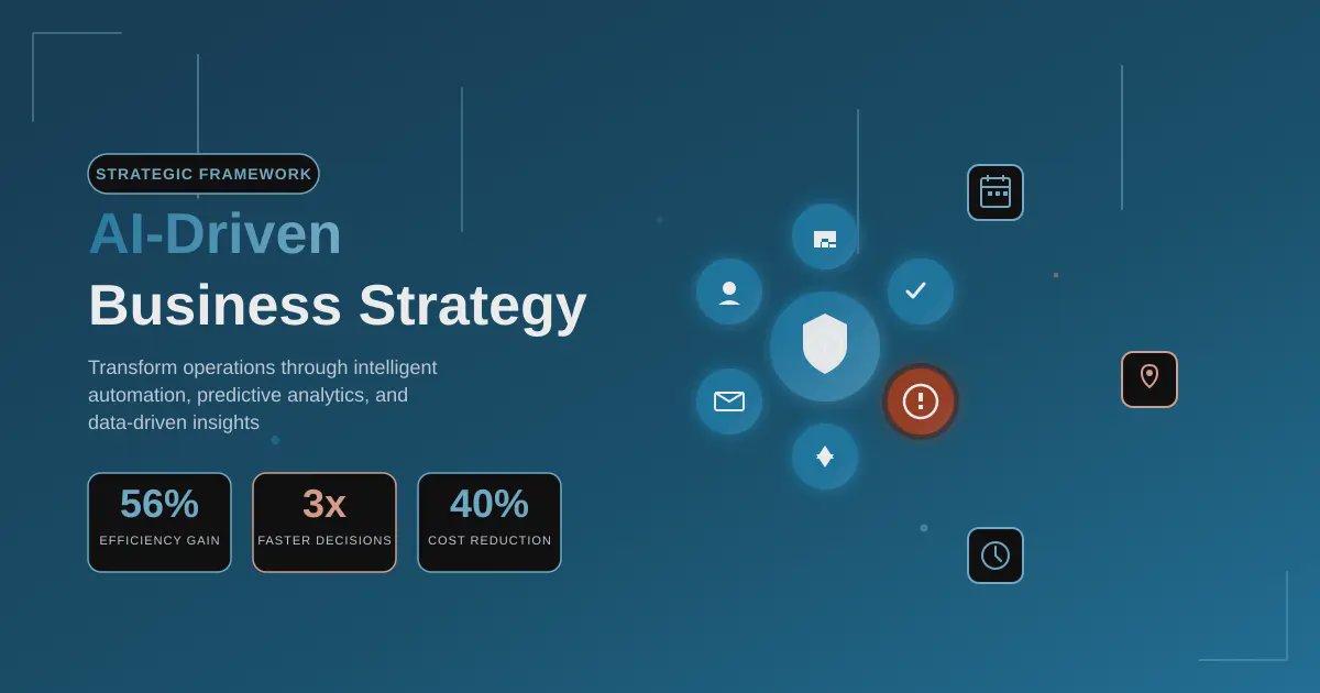 Modern business visualization featuring data streams, AI icons, and futuristic business tools against a high-tech background
